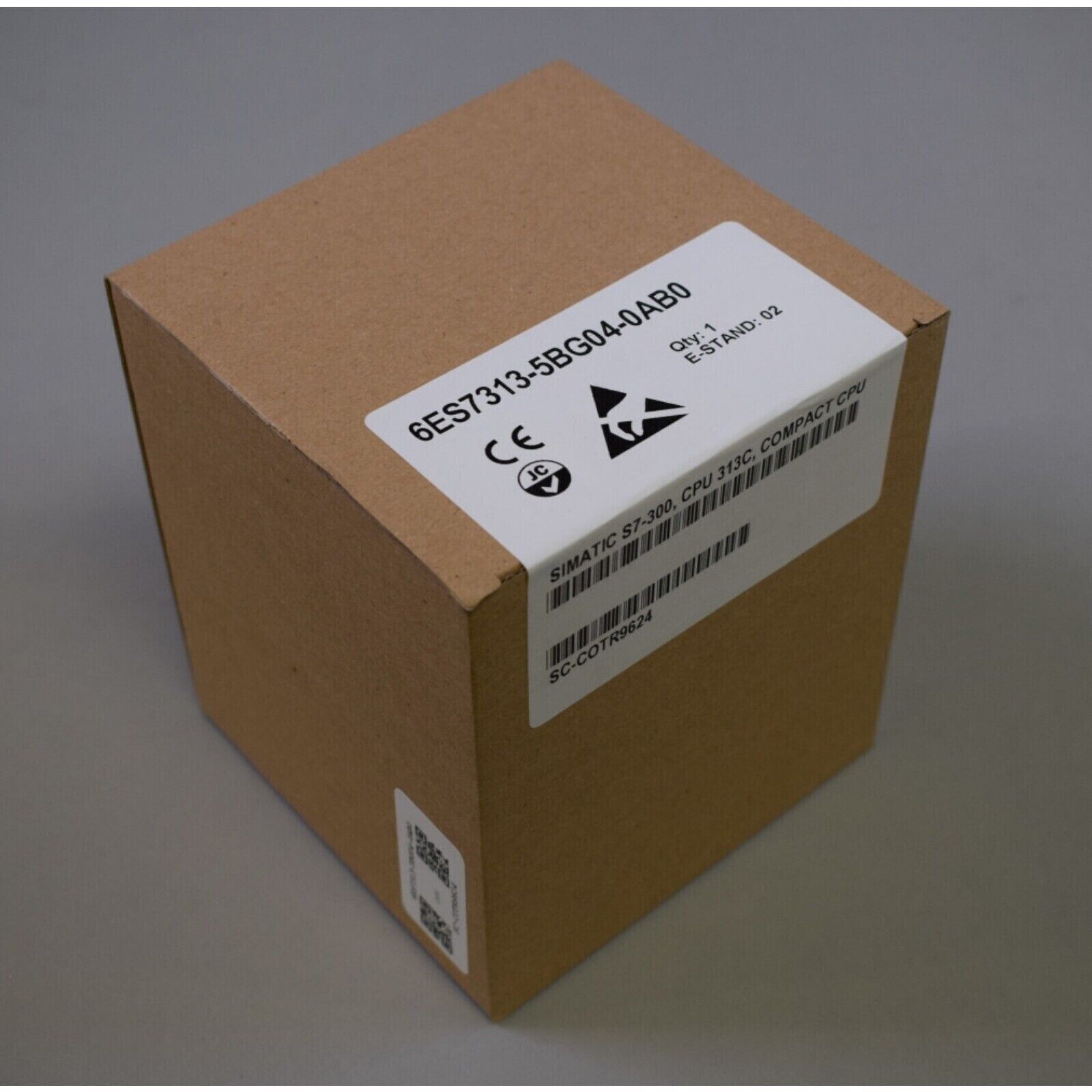 Siemens SIMATIC S7-300 CPU 313C Compact CPU in brown cardboard box, part number 6ES7313-5BG04-0AB0.