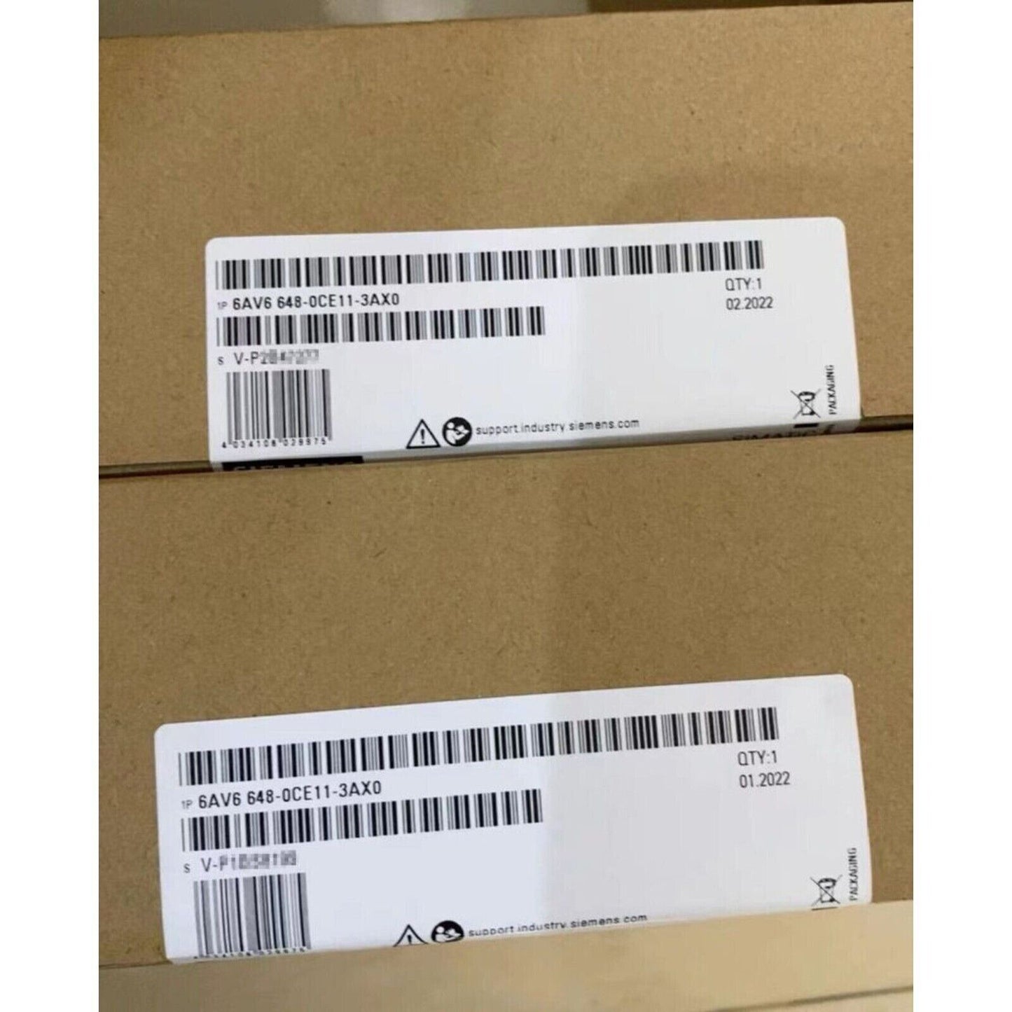Siemens 6AV6 648-0CE11-3AX0 Touch Panel packaging labels, industrial automation parts
