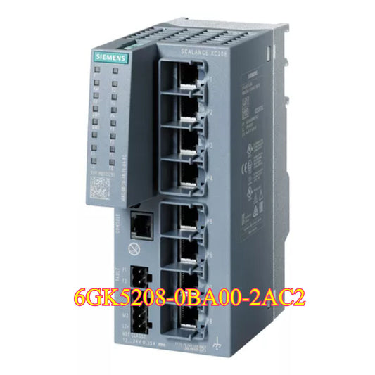 Siemens SCALANCE XC208 Ethernet switch, gray industrial automation equipment, model 6GK5208-0BA00-2AC2
