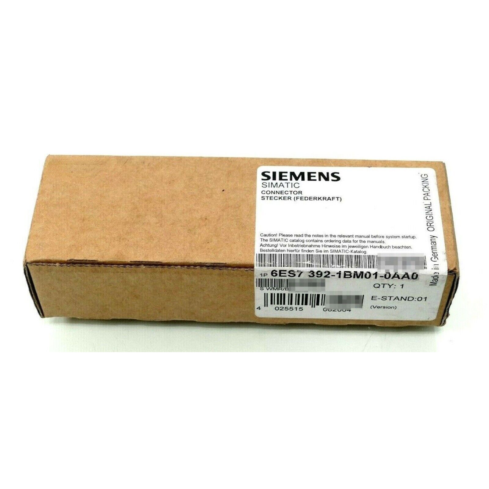 Siemens S7-300 front connector in brown packaging, industrial automation part 6ES7 392-1BM01-0AA0