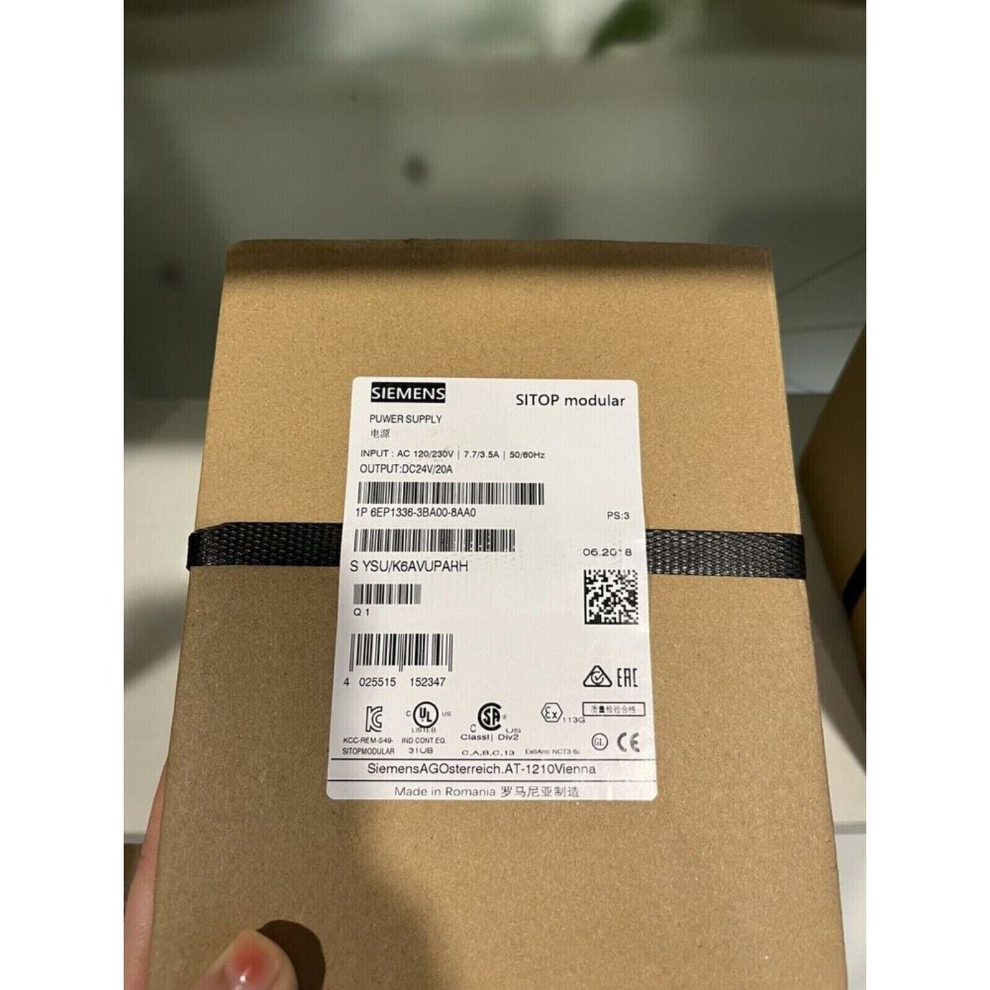 Siemens SITOP modular power supply 6EP1336-3BA00-8AA0. Industrial automation component, AC input, DC output. Made in Romania.