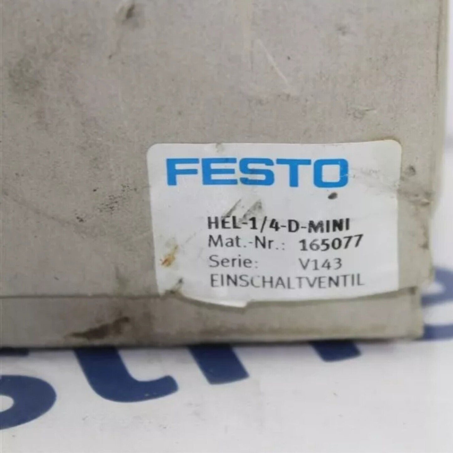Festo HEL-1/4-D-MINI on/off valve with product details. Industrial automation part.