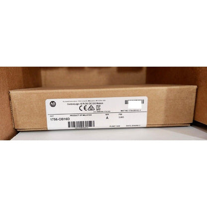 Allen-Bradley 1756-OB16D ControlLogix DC Output Module packaging, new industrial PLC part.