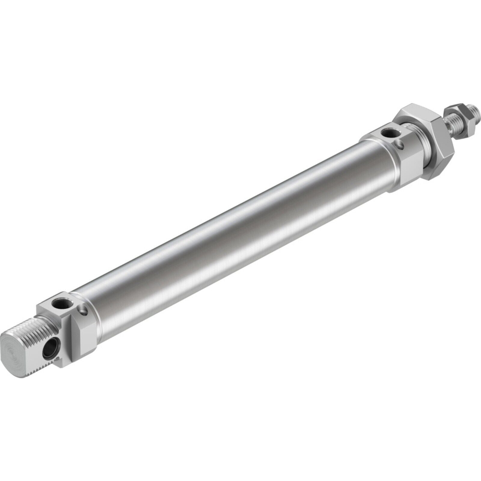 Festo DSNU-25-160-PPV-A pneumatic cylinder, metallic silver, angled shot