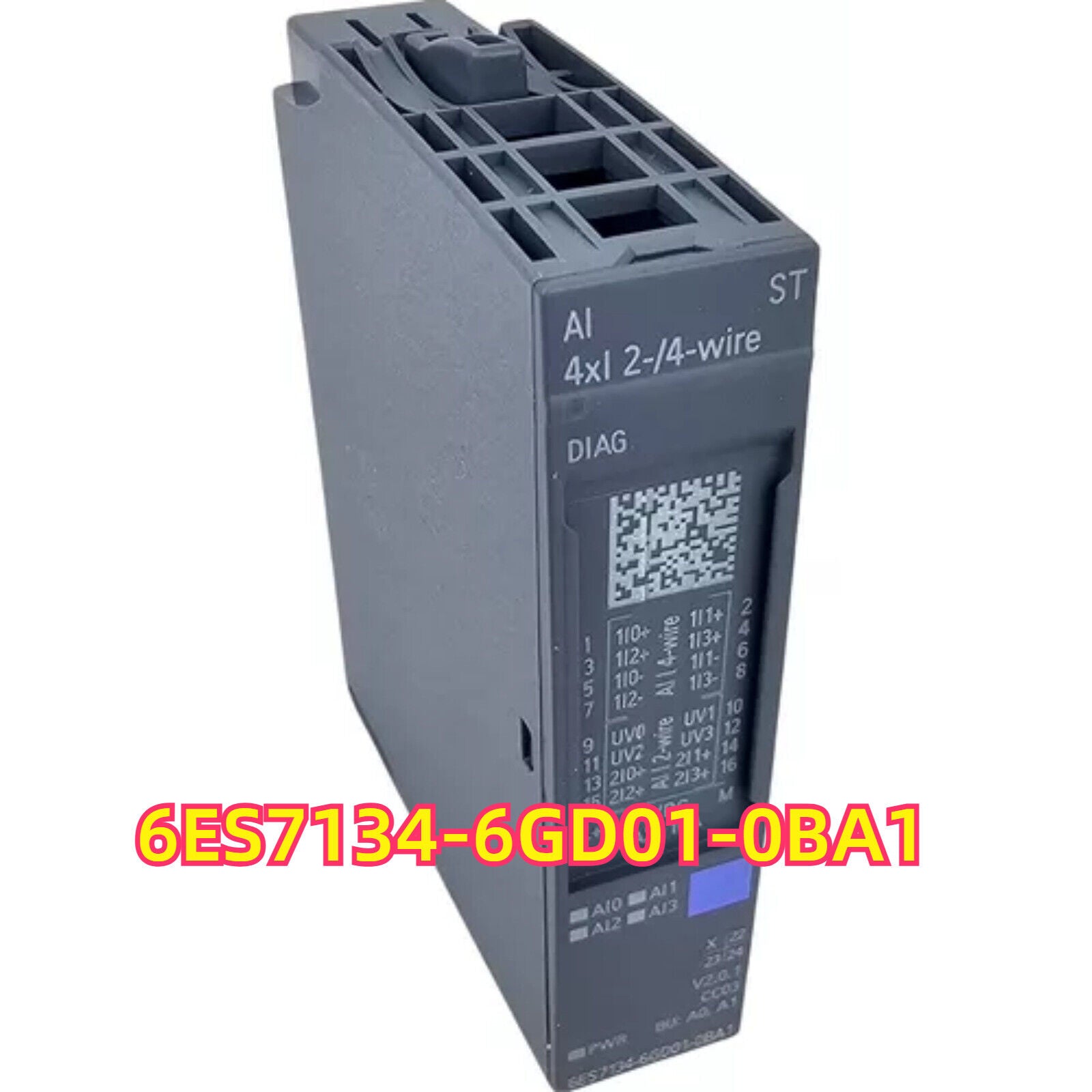Siemens SIMATIC ET 200SP 6ES7134-6GD01-0BA1 Analog Input Module, 4xI 2-/4-wire, diagnostic features, black/grey.