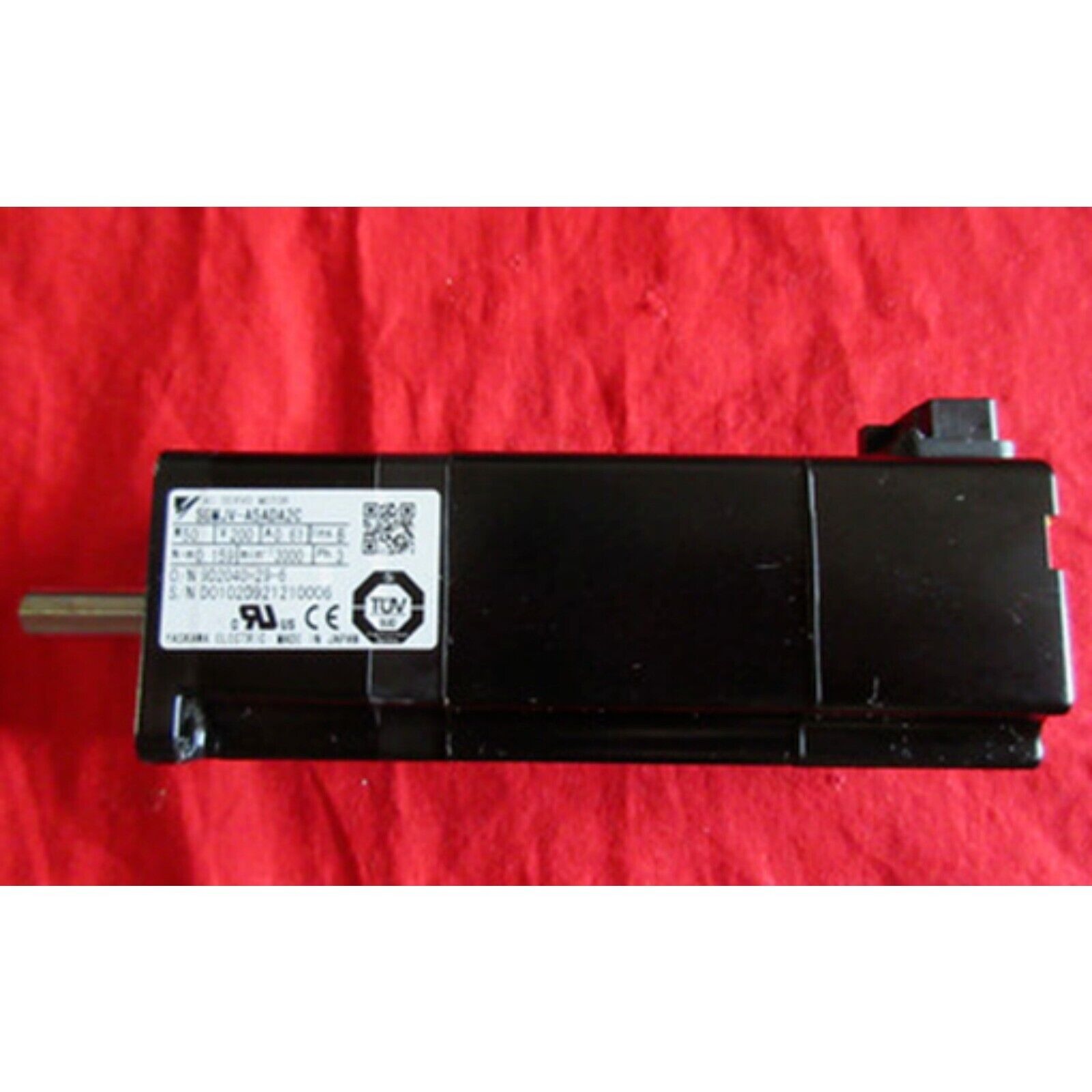 YASKAWA SGMJV-A5ADA2C servo motor, black industrial automation part, with label, expedited shipping.
