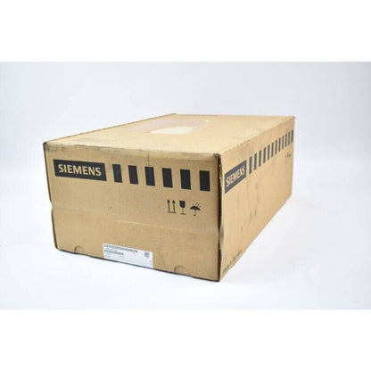 Siemens industrial automation part in a brown cardboard box, Made in Germany, shipping symbols.