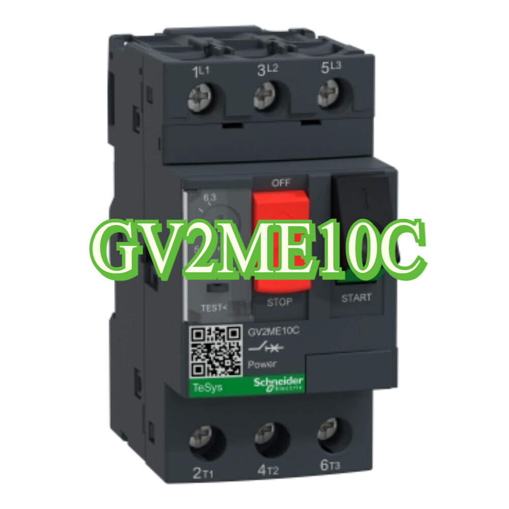 Schneider GV2ME10C Telemecanique circuit breaker, PLC module, grey and black industrial equipment
