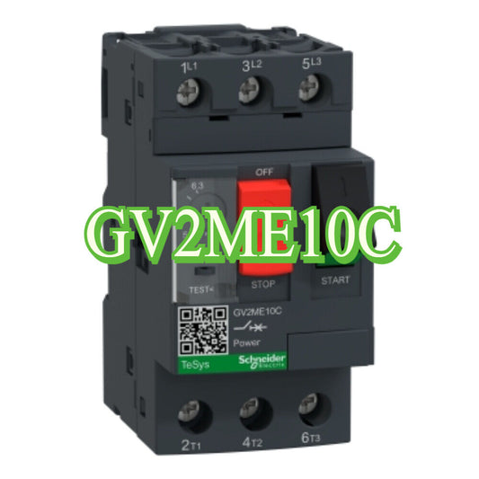 Schneider GV2ME10C Telemecanique circuit breaker, PLC module, grey and black industrial equipment