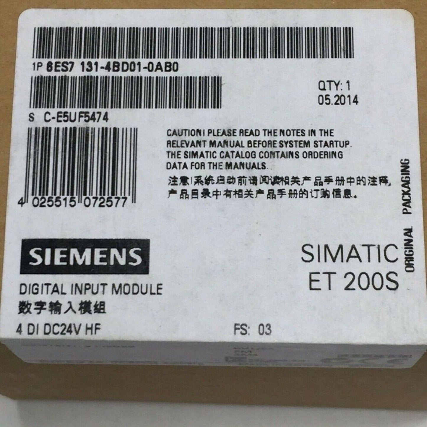 Industrial Communication | Siemens | 6ES7 131-4BD01-0AB0 6ES7131-4BD01-0AB0 Electronic Modules for ET200S