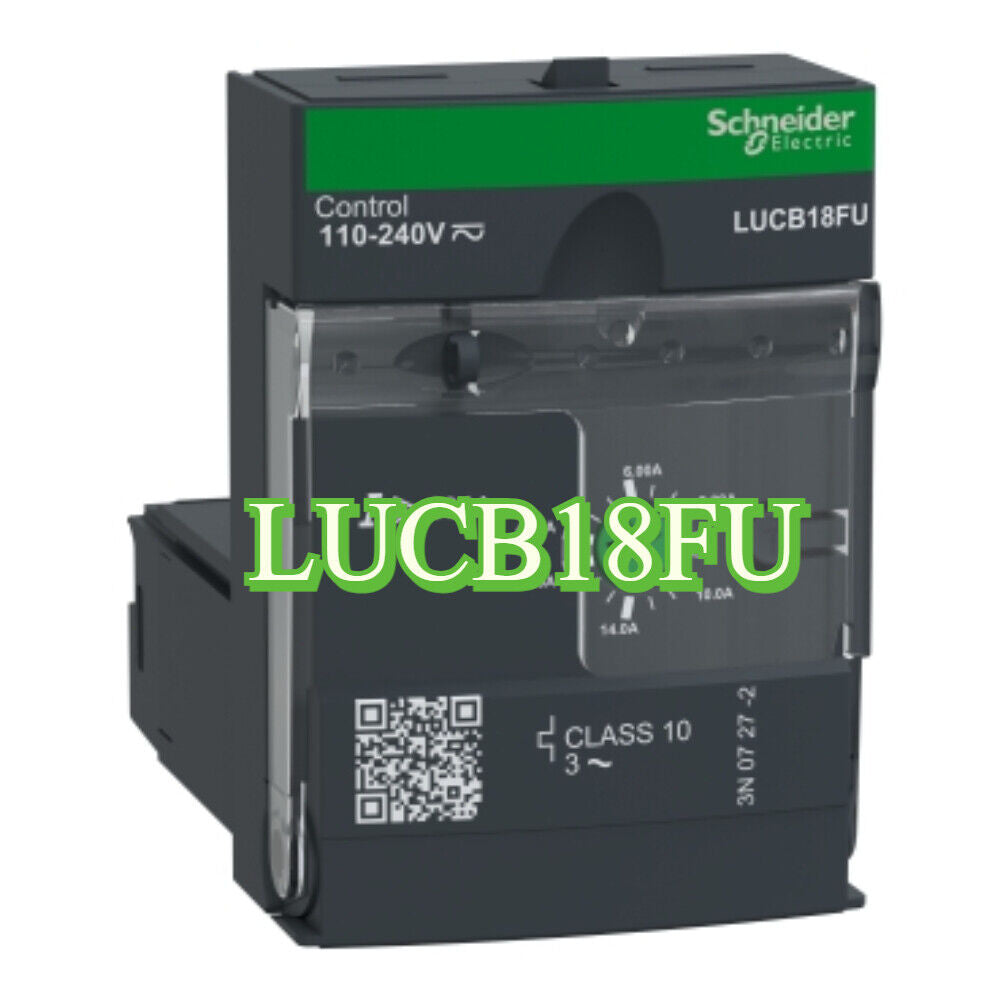 Schneider Electric LUCB18FU PLC module, black and green, control 110-240V.