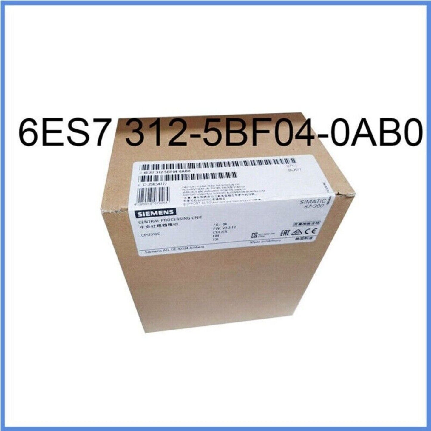 Siemens SIMATIC S7-300 CPU 312C PLC module 6ES7 312-5BF04-0AB0 packaging, industrial automation part