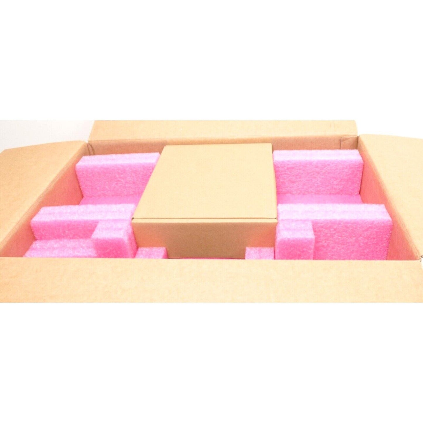 Siemens SINAMICS G120C Inverter packaging, with pink foam and cardboard box for protection.