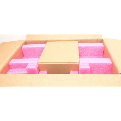 Siemens SINAMICS G120C Inverter packaging, with pink foam and cardboard box for protection.