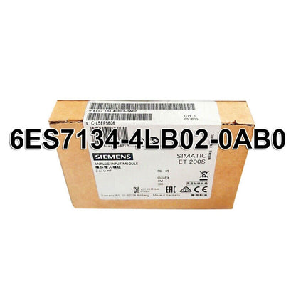 Siemens SIMATIC ET 200SP 6ES7134-4LB02-0AB0 Analog Input Module, original packaging, industrial automation part.