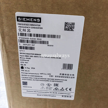 Siemens MICROMASTER 430 Frequency Converter 6SE6430-2UD34-5EA0 Industrial Automation Part, IP20 rated