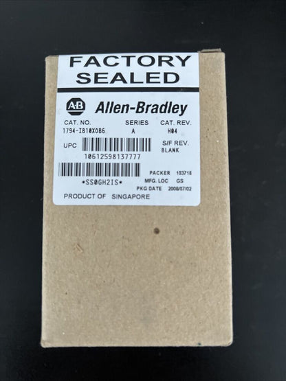 1 PCS New Sealed AB 1794-IB10XOB6 A Flex I/O 24VDC Sink Input / Source Output