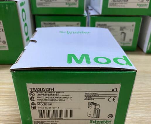 Schneider Electric TM3AI2H PLC module in box, industrial automation part.