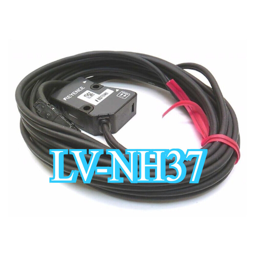 KEYENCE LV-NH37 Laser Sensor, black sensor and cable with red tie, industrial automation part