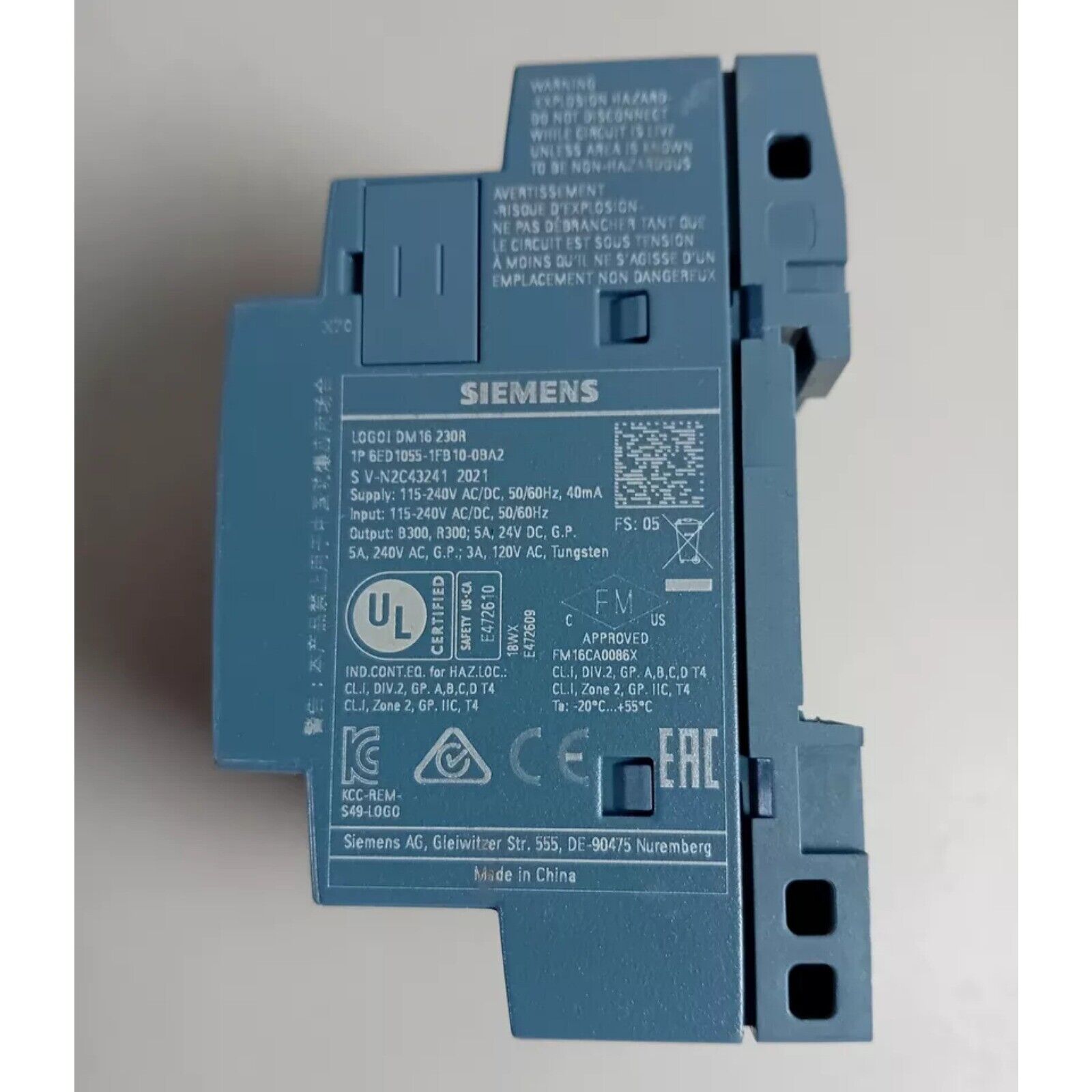 Siemens LOGO! DM16 230R Expansion Module 6ED1055-1FB10-0BA2, Industrial Automation Part