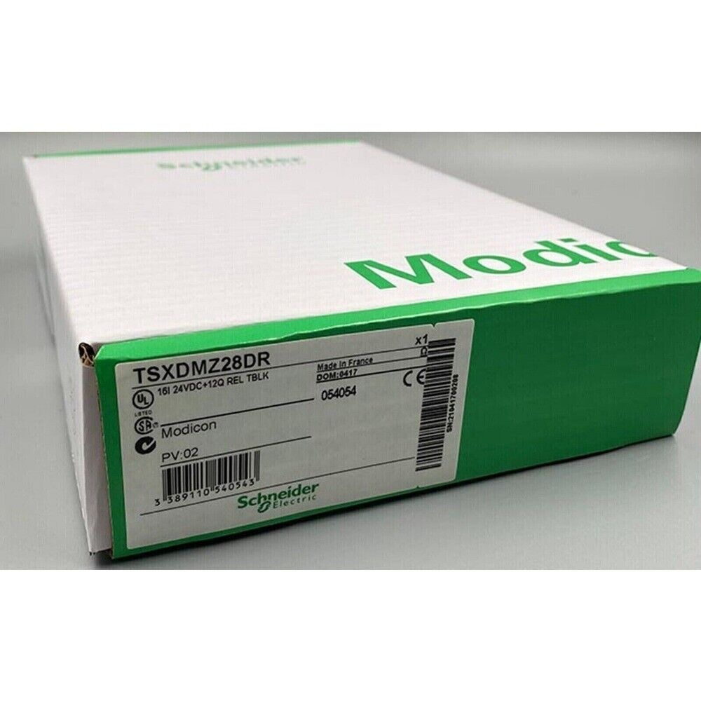Schneider Electric TSXDMZ28DR PLC module in box, industrial automation component.