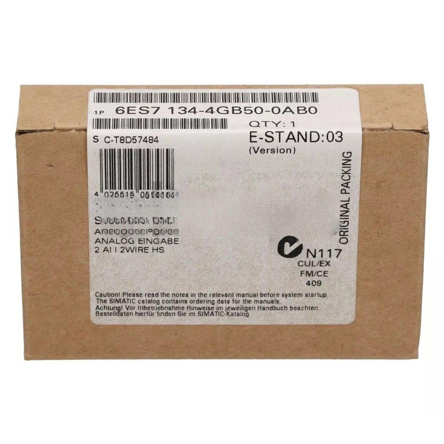 Siemens SIMATIC DP Electronic Module 6ES7 134-4GB50-0AB0 in original packaging, PLC part.