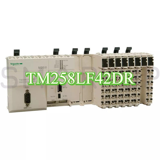 Schneider Electric TM258LF42DR PLC Programmable Controller, compact PLC with integrated I/O.