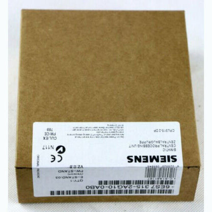 Siemens SIMATIC S7-300 CPU 315-2DP module in original packaging. Features include CE marking and product information label.