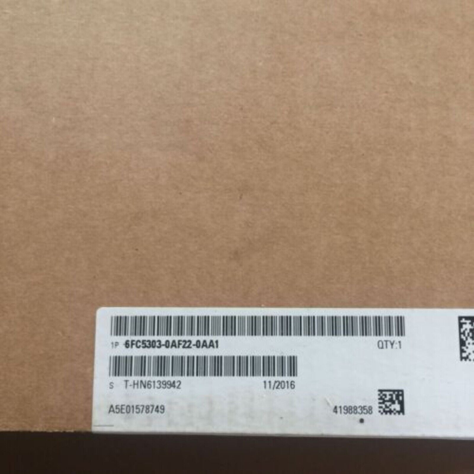 Siemens 6FC5303-0AF22-0AA1 product label on a cardboard box, SINAMICS S120 / SINUMERIK CNC part