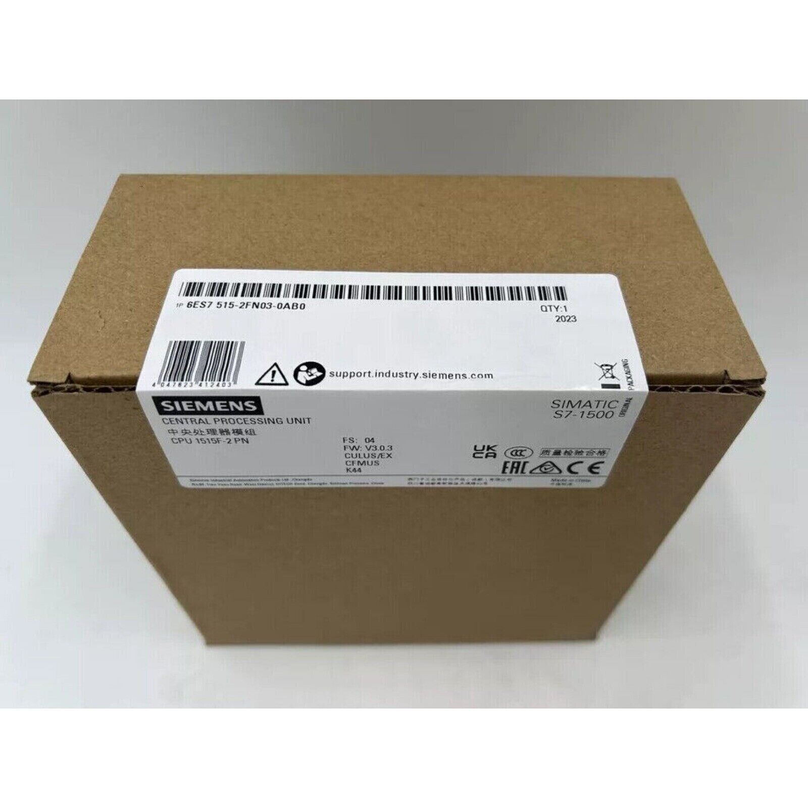 Siemens S7-1500 CPU 1515F-2 PN in packaging. Industrial automation part.