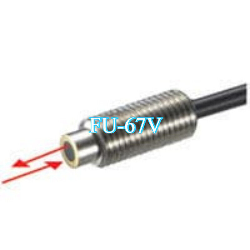 Keyence FU-67V Fiber Optic Sensor, metal cylindrical design with red light beams, industrial automation part