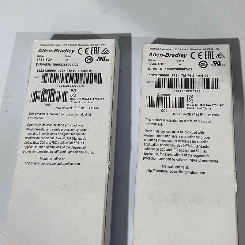 Allen-Bradley 1734-TOP series terminal base, industrial automation component with safety information.