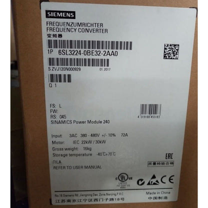 Servo Drive | Siemens | 6SL3 224-0BE32-2AA0 6SL3224-0BE32-2AA0 G120 PM240 Power Module