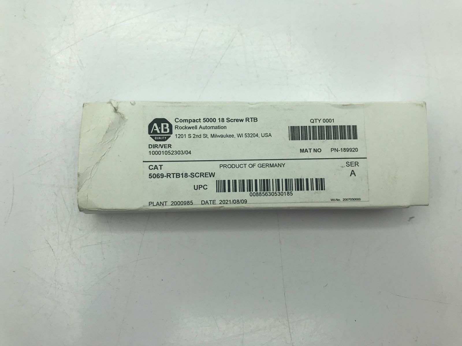 Allen-Bradley 5069-RTB18-SCREW, Compact 5000 18 Screw RTB. Industrial automation component from Germany. New in box.
