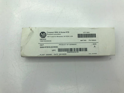 Allen-Bradley 5069-RTB18-SCREW, Compact 5000 18 Screw RTB. Industrial automation component from Germany. New in box.