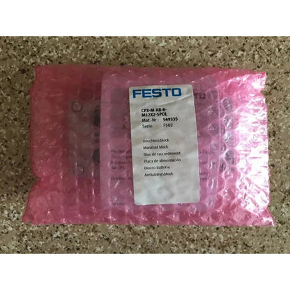 Festo CPX-M-AB-8-M12X2-5POL Manifold Module, new in pink packaging, industrial automation component.