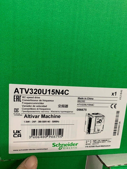 Schneider Electric ATV320U15N4C variable frequency drive, compact design, industrial automation equipment.