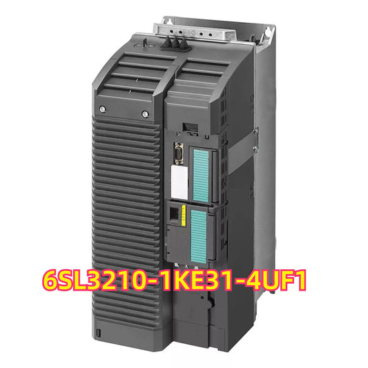 Siemens SINAMICS G120C Power Module 6SL3210-1KE31-4UF1. Industrial automation component in gray with teal accents.