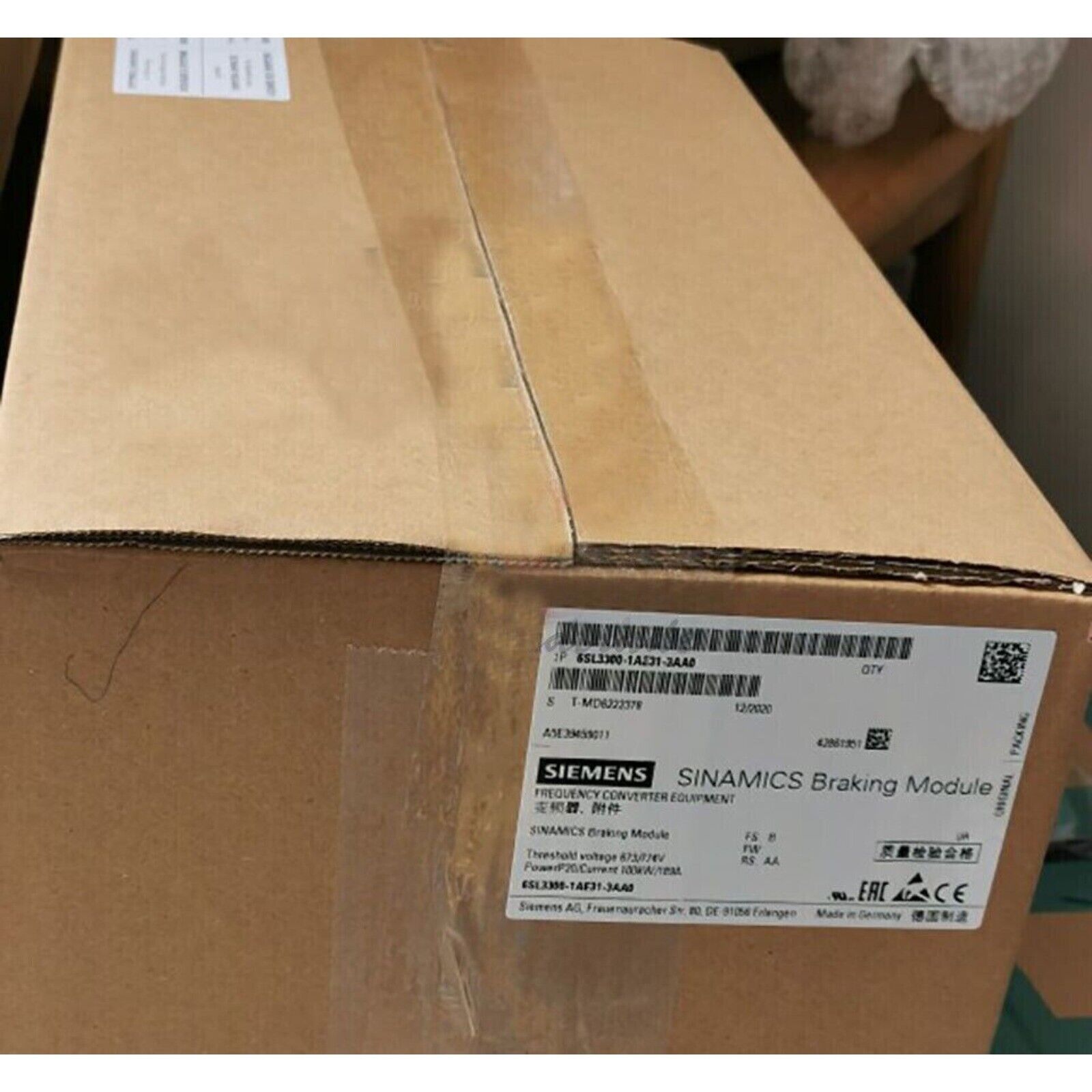 Siemens SINAMICS Braking Module 6SL3300-1AE31-3AA0 in its box