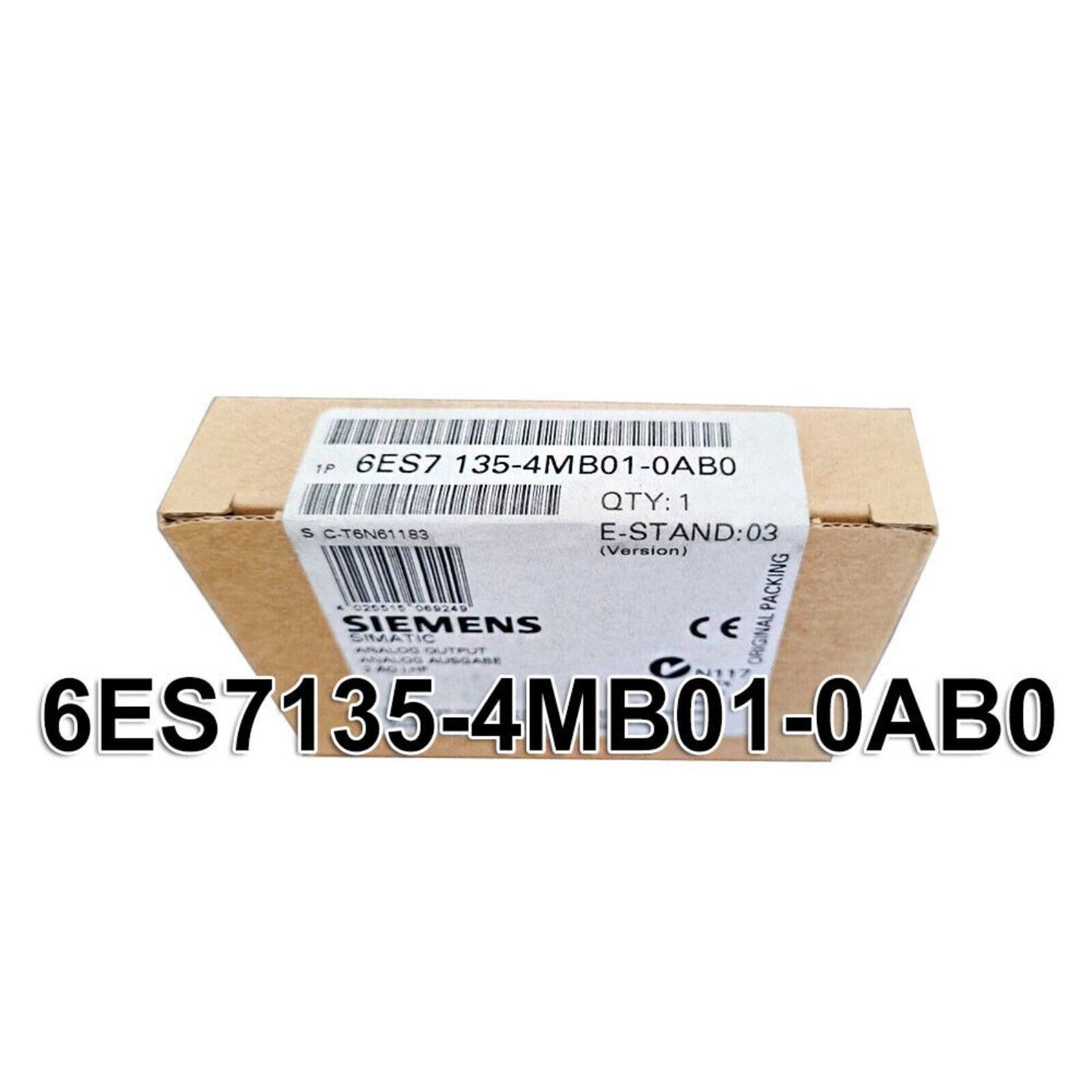 Siemens 6ES7135-4MB01-0AB0 DP Electronics Module ET 200S, new in box, product details visible.