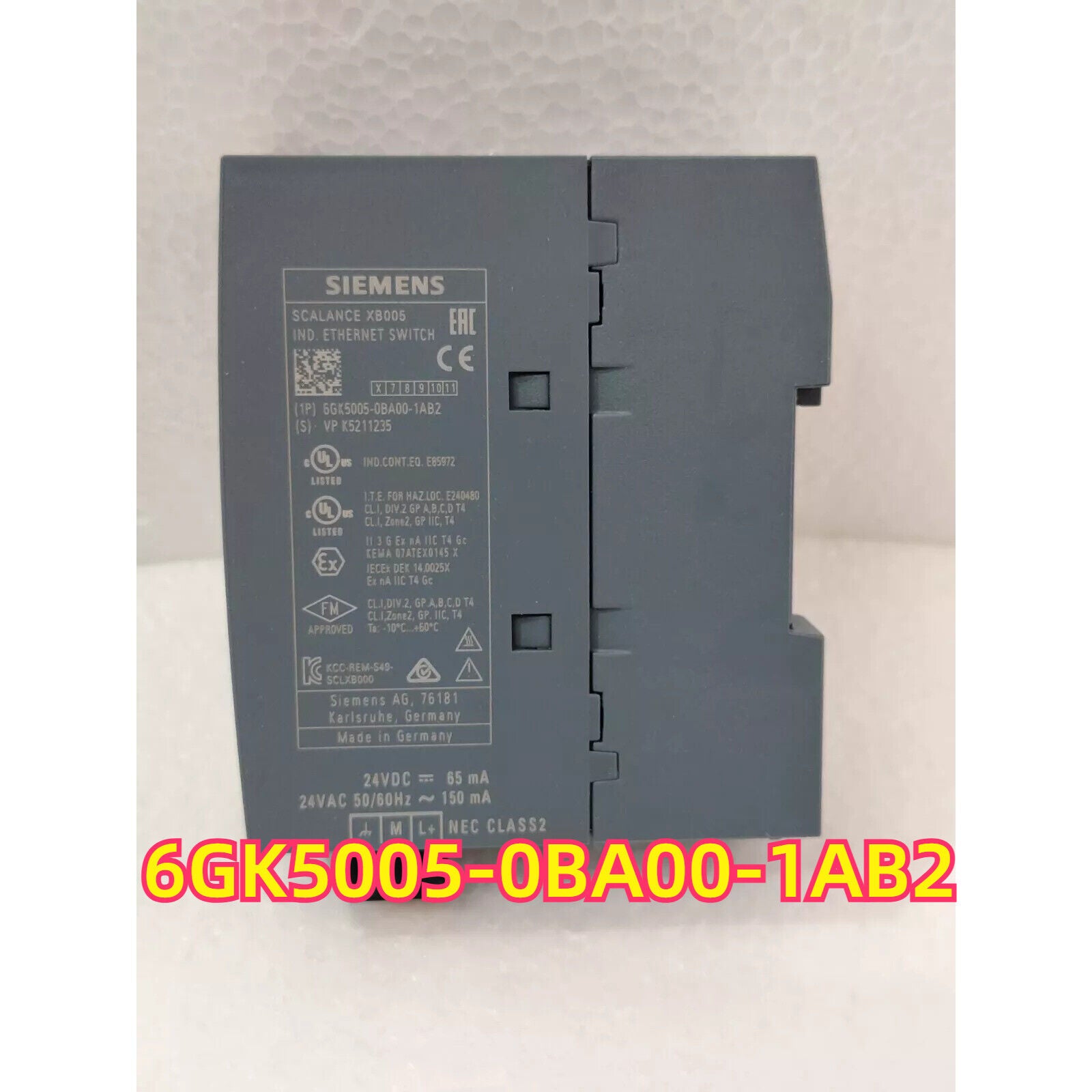 Siemens SCALANCE XB005 Industrial Ethernet Switch 6GK5005-0BA00-1AB2, grey color