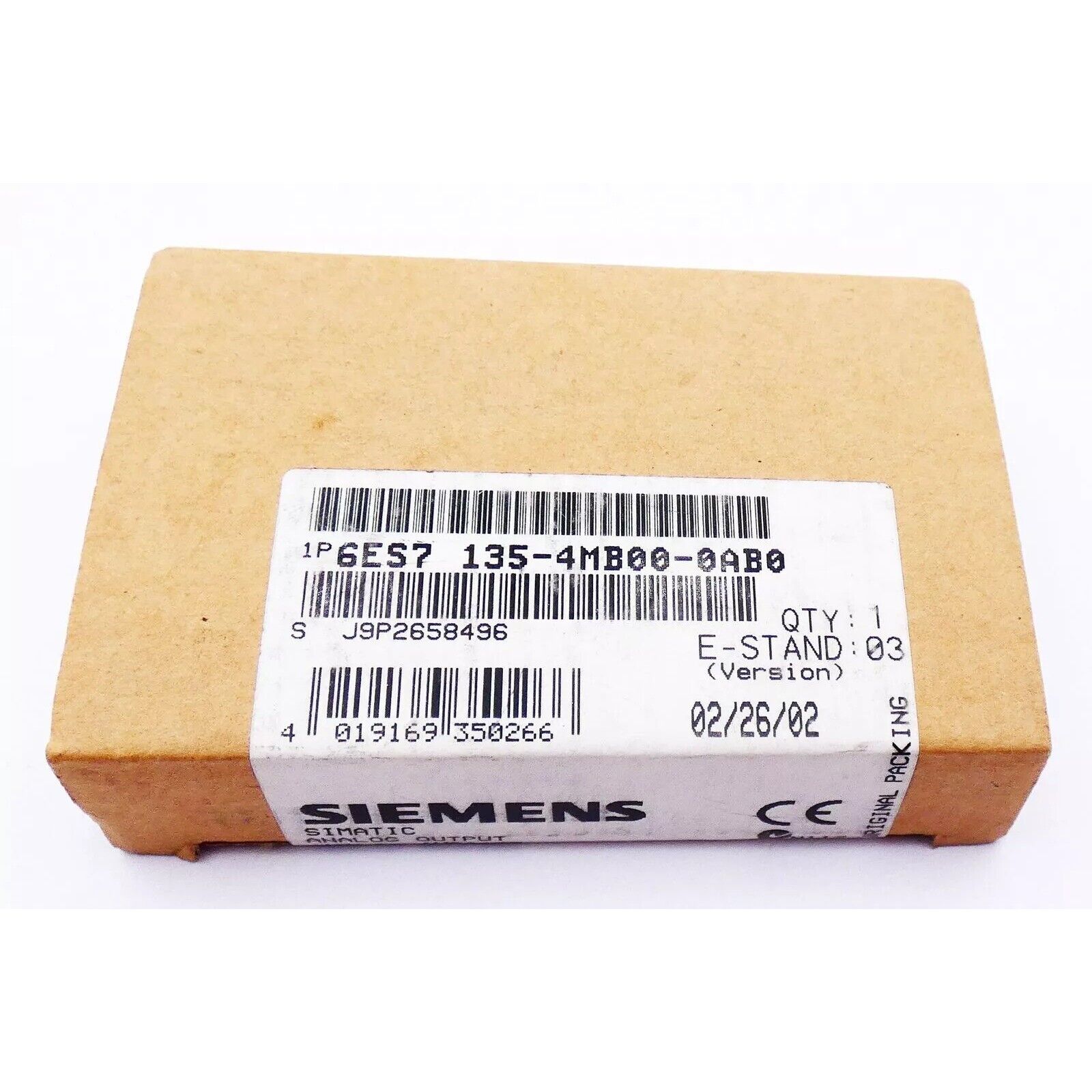 Siemens 6ES7 135-4MB00-0AB0 DP Electronics Module ET 200S, factory packaging with part number label.