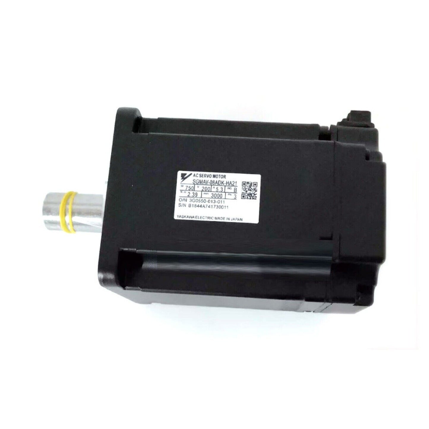 Yaskawa SGMAV-08ADK-HA21 AC Servo Motor, black housing, expedited shipping available.