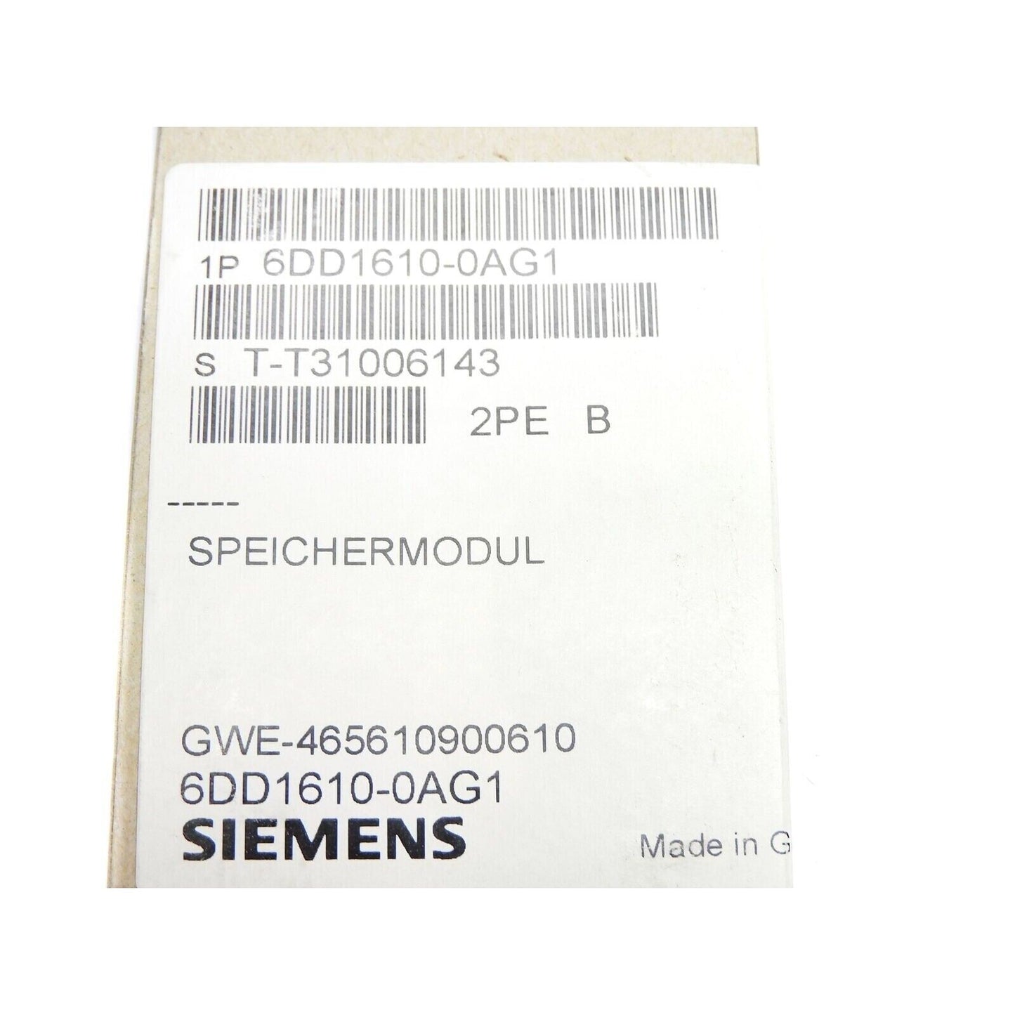 Siemens 6DD1610-0AG1 industrial automation component, label with model number and brand