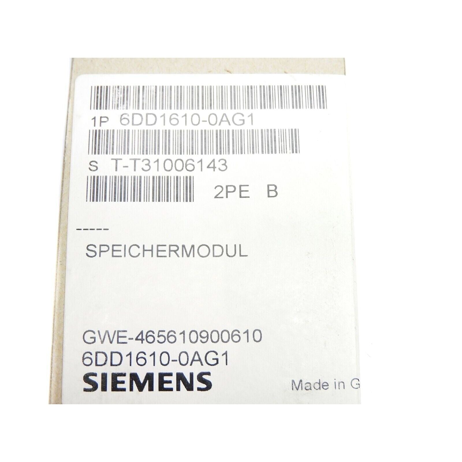 Siemens 6DD1610-0AG1 industrial automation component, label with model number and brand