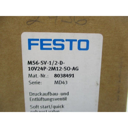 Controller | Festo | FESTO MS6-SV-1/2-D-10V24P-2M12-SO-AG 8038491 Quick Exhaust Valve