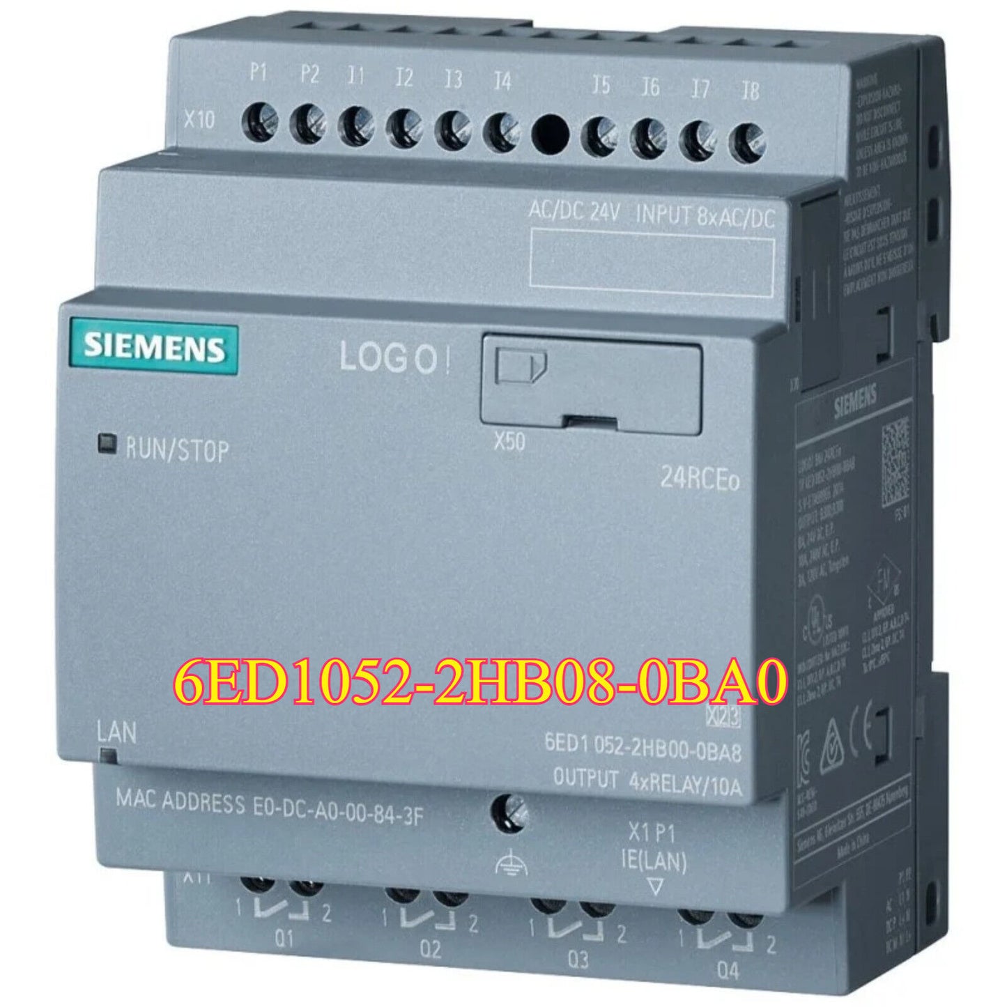 Siemens LOGO! 24RCEO (AC) PLC Module, Model 6ED1052-2HB08-0BA0