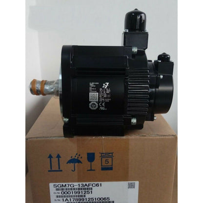 Yaskawa SGM7G-13AFC61 servo motor in box, black industrial automation part, expedited shipping available