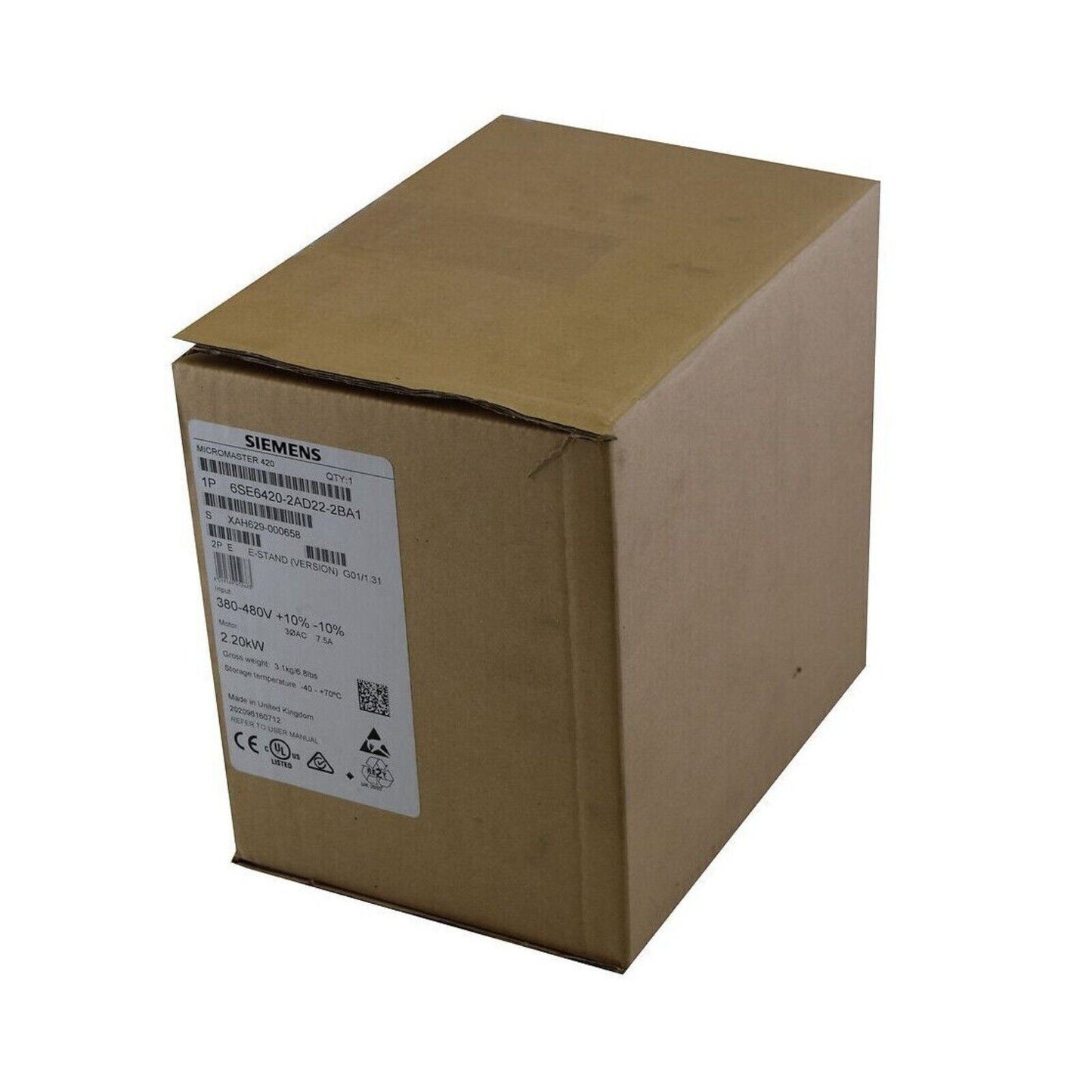Siemens MICROMASTER 420 Drive in Box, Model 6SE6420-2AD22-2BA1, Industrial Automation Part