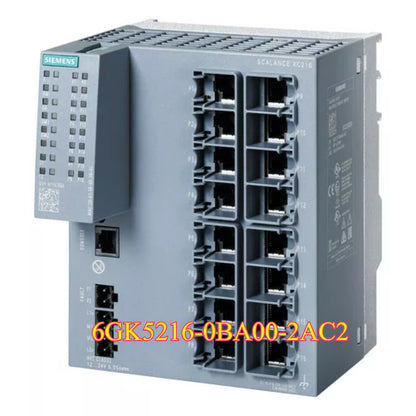 Siemens SCALANCE XC216 Industrial Ethernet Switch, gray, with multiple ports, model 6GK5216-0BA00-2AC2